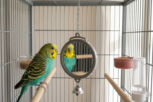 Vogelspiegel met Bel – Stimuleert & Voorkomt Verveling